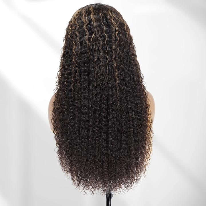 Highlight Blonde Curly 5x5/13x4 HD Lace Front Wig Highlights Honey Blonde Human Hair Wigs-GeetaHair