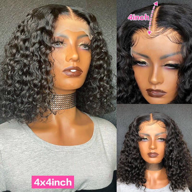 Short Curly Hair 4x4 Lace Closure/13x4 Lace front Wig Pre Plucked  Natural Hairline Glueless Human Hair Wigs-Geeta-hair