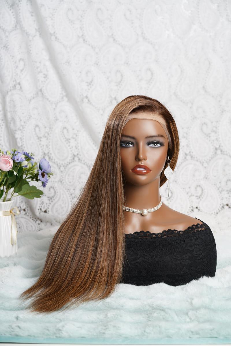 Long Straight HD Lace Wig For Women Human Hair  Wigs Straight Wig For Black Women Brown Mixed Blonde