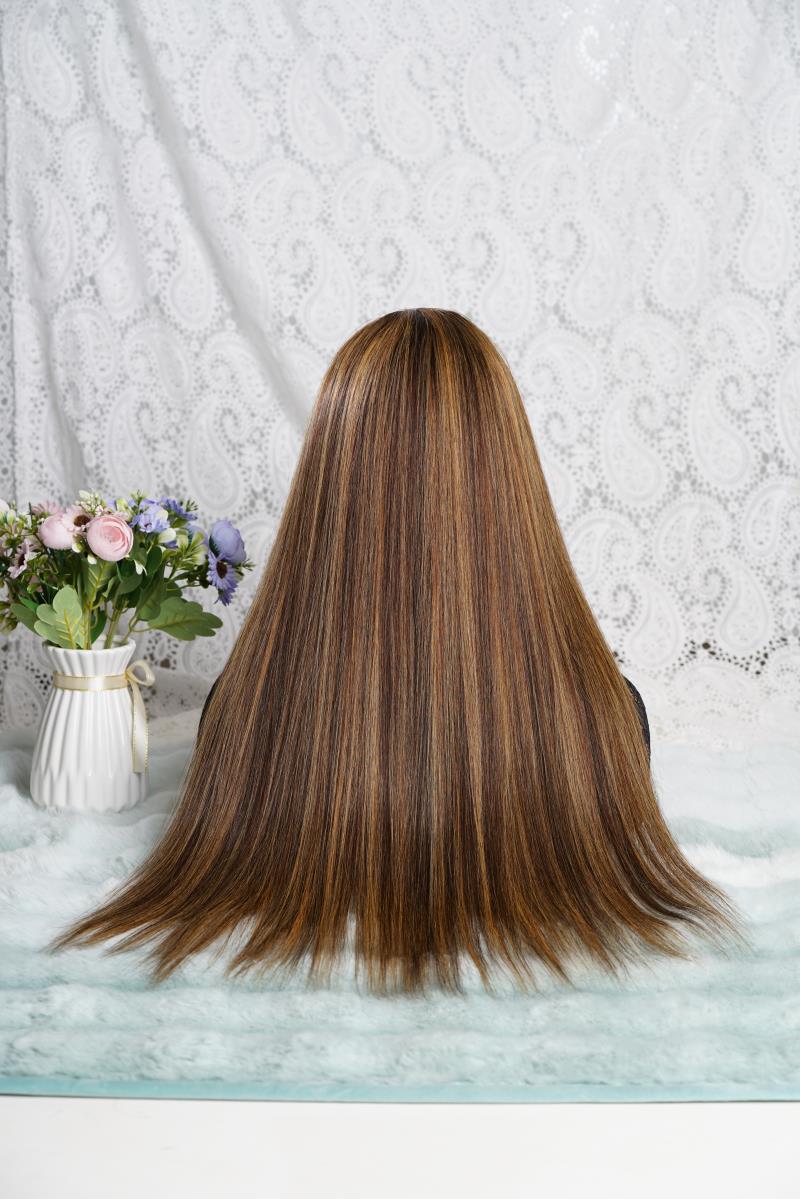 Long Straight HD Lace Wig For Women Human Hair  Wigs Straight Wig For Black Women Brown Mixed Blonde
