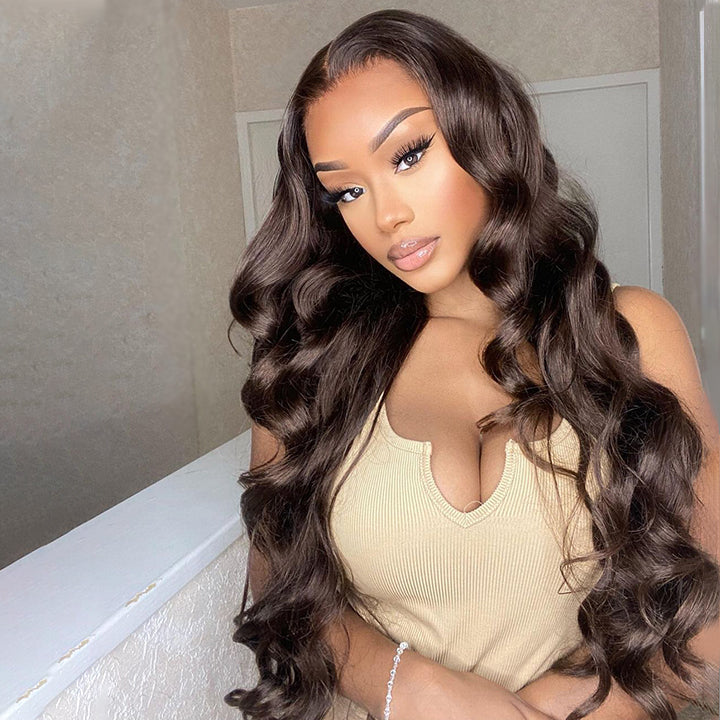 Dark Brown Lace Front Human Hair Wigs 13x4/4x4 Colored Body Wave Wigs