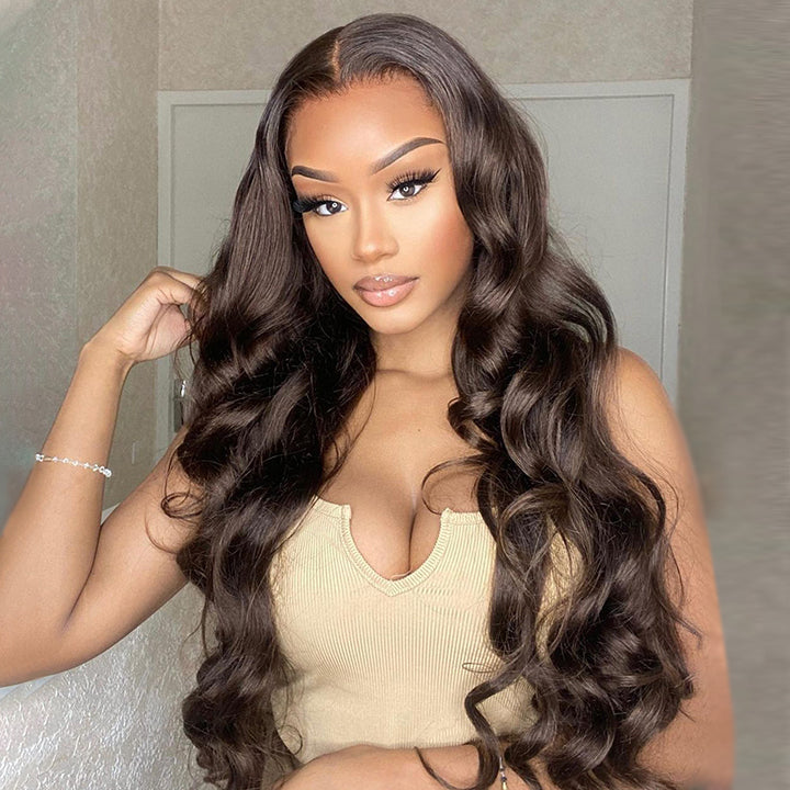 Dark Brown Lace Front Human Hair Wigs 13x4/4x4 Colored Body Wave Wigs