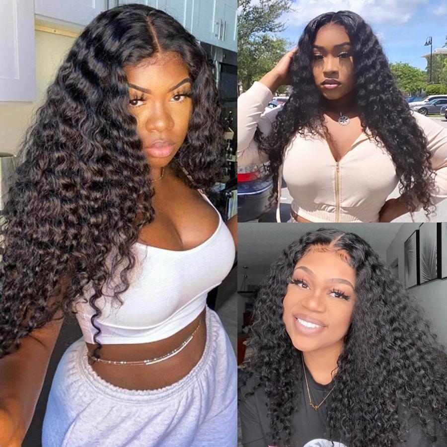 Deep Wave T-part Lace Front Wig Glueless Human Hair Wig-Geeta Hair