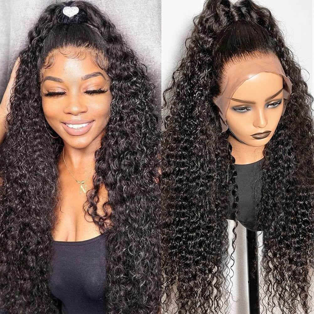 Deep Wave 360 Lace Front Wigs Pre Plucked Natural Hairline Real Human Hair Wigs for Black Women-GeetaHair