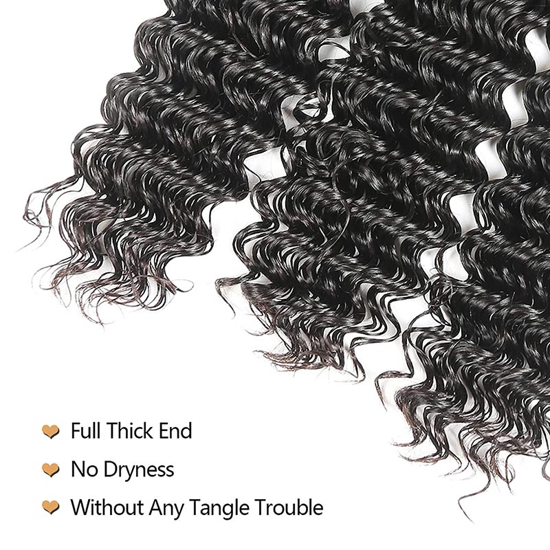 GeetaHair Deep Wave 4 Bundles with 4x4 Lace Closure Unprocessed Virgin Hair