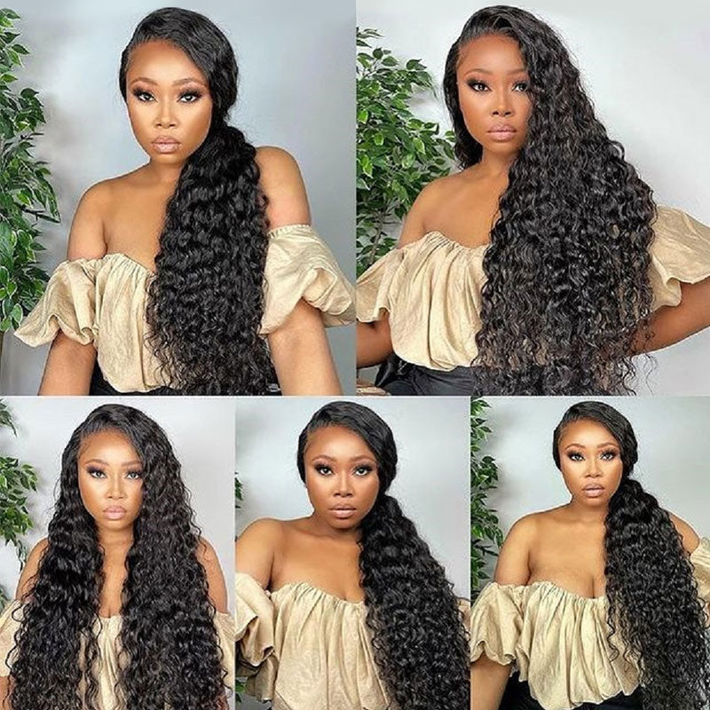 GeetaHair Deep Wave 4 Bundles with 4x4 Lace Closure Unprocessed Virgin Hair