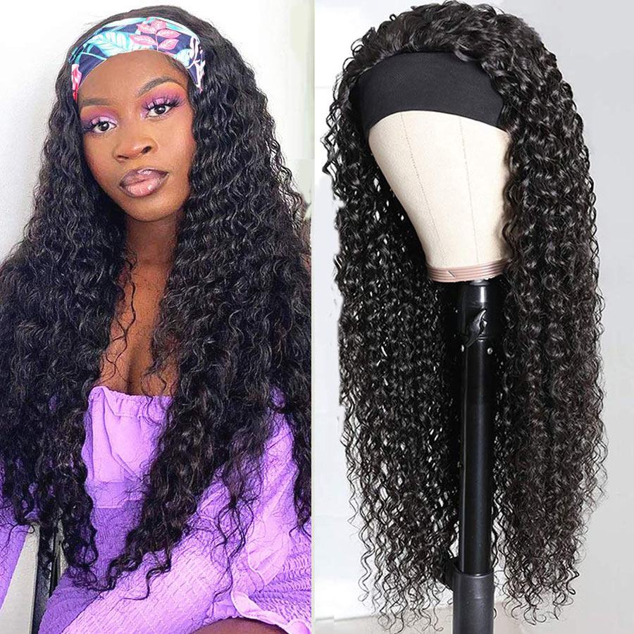 Deep Wave Headband Wig 150% Density For Black Women Convenient And Zero Skill Needed-Geeta Hair