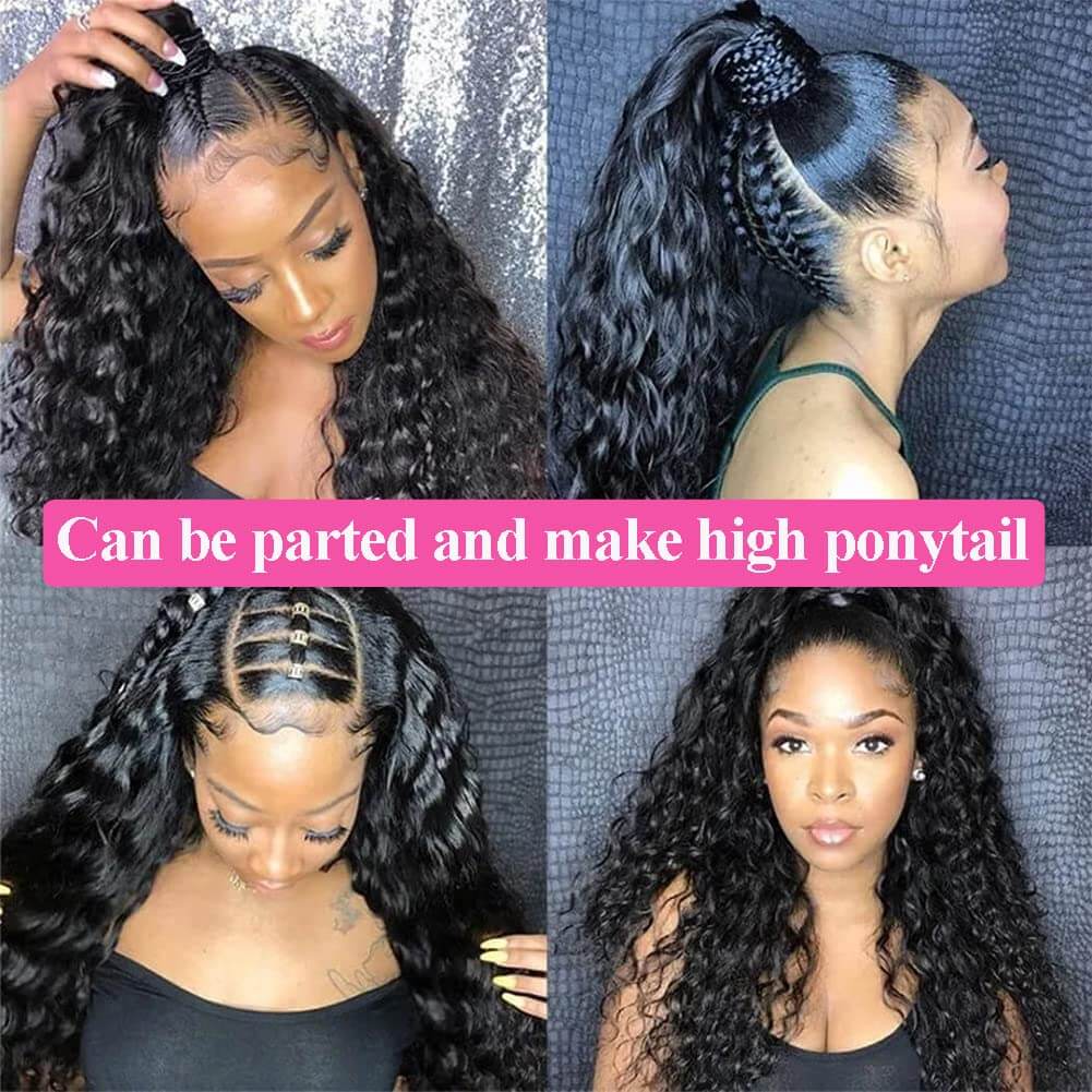 Deep Wave 360 Lace Front Wigs Pre Plucked Natural Hairline Real Human Hair Wigs for Black Women-GeetaHair