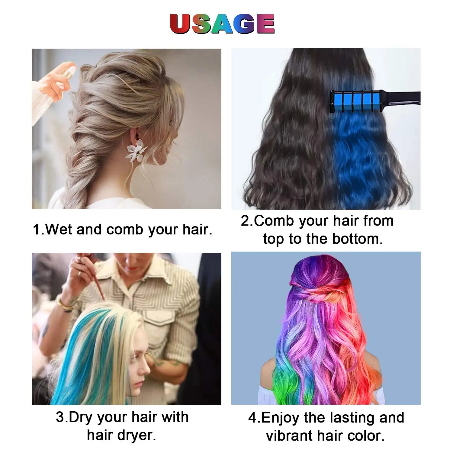 Disposable DIY Hair Dyeing Comb Easy Cleaning Hair Chalk Comb With Hair Dye For Girls Makeup Hair Coloring Products