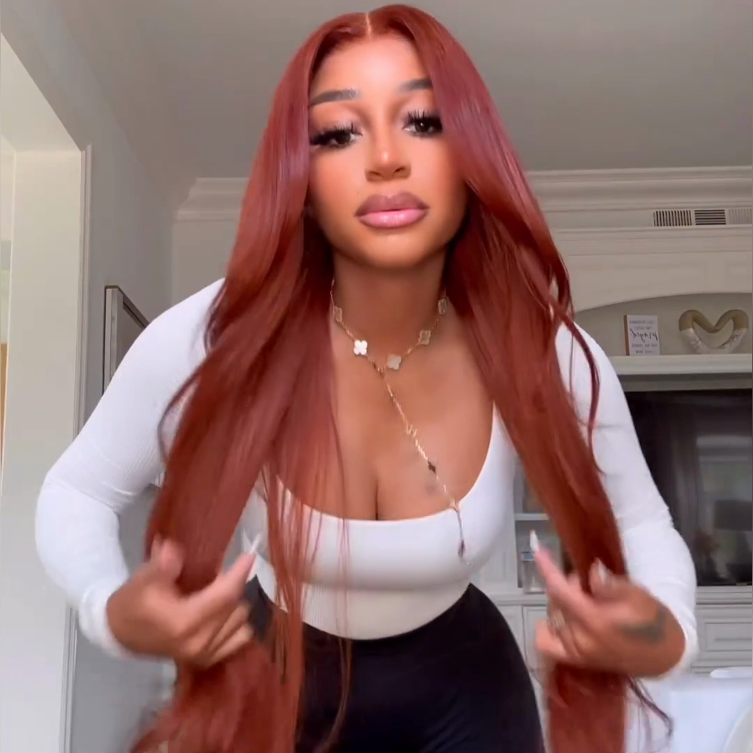 Drak Red Body Wave Lace Front Human Hair Wig 13x4 Red Brown HD Transparent Lace Frontal Wig Preplucked