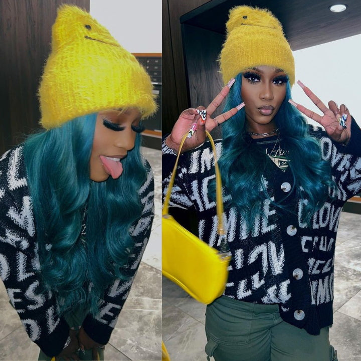 Funky Colored Wigs | Emerald Green Straight 4x4/13x4 Lace Closure/Frontal Wig Pre plucked with Baby Hair HD Transaparent Lace Wigs