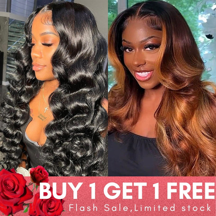 Flash Sale: Buy 5*5 HD Lace Loose Wave Wig Lace Wig, Get Balayage Body Wave 13*4 Lace Wigs For Free