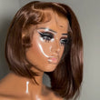 Flash Sale Brown Glueless Wigs Short Bob Straight Side Part Pre Cut Lace Wigs Pre- plucked Lace Front Wigs