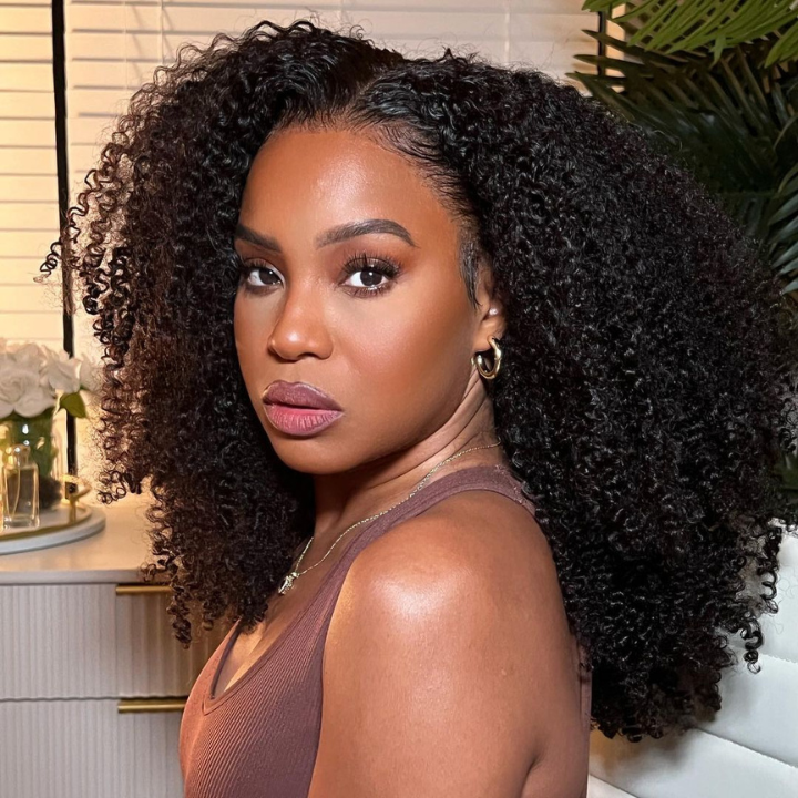 Fluffy Kinky Curly HD Transparent Lace Front Wigs 13x4/6x4 Real Human Hair Wig Pre Plucked Hairline-Geeta Hair