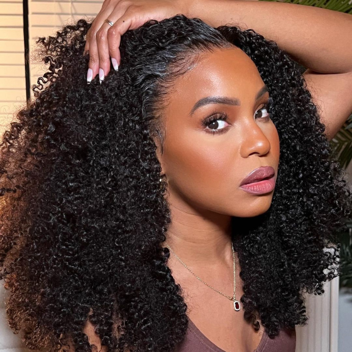 Fluffy Kinky Curly HD Transparent Lace Front Wigs 13x4/6x4 Real Human Hair Wig Pre Plucked Hairline-Geeta Hair