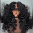 Fluffy Loose Wave Curtain Bangs Wig 13x4 Lace Front Wigs Human Hair With Bangs 250% Density