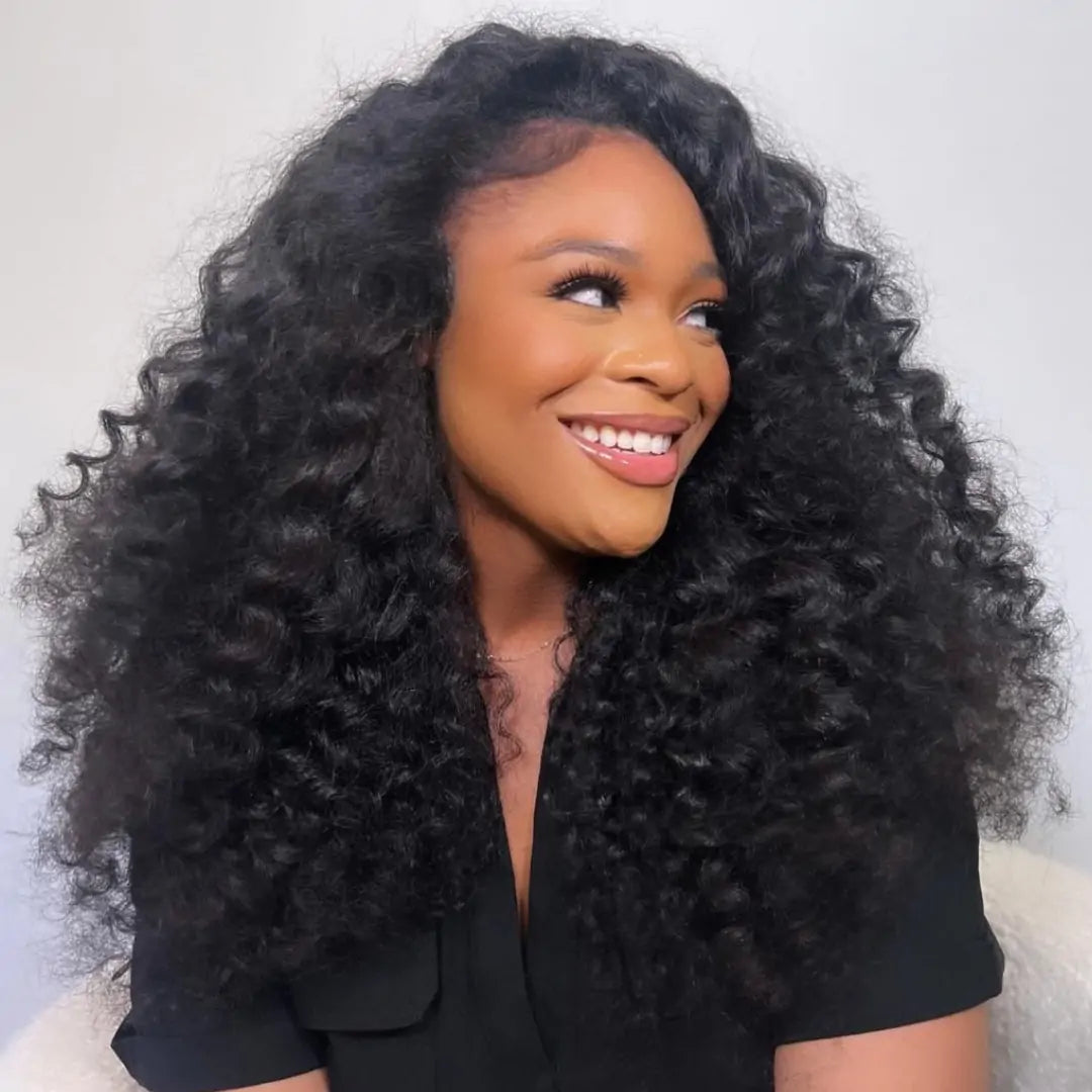 Fluffy Loose Wave Wig 250% Density 13x4 HD Lace Front Wig Pre Plucked Burmese Curly Human Hair Wig