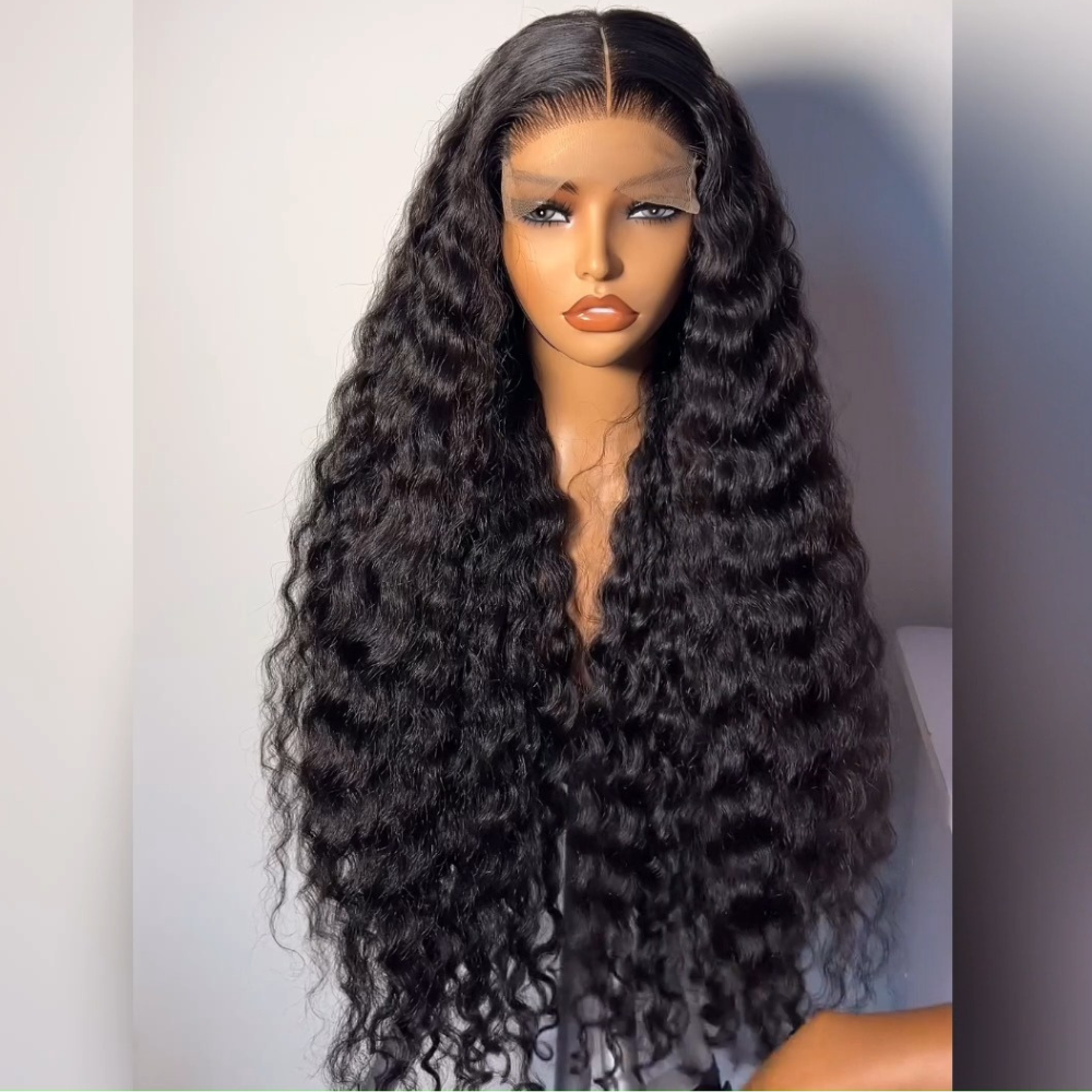 Full 300% Density Deep Wave Glueless Wig 13x4 HD Lace Front Wig Pre Plucked Hairline 100% Real Human Hair Wig