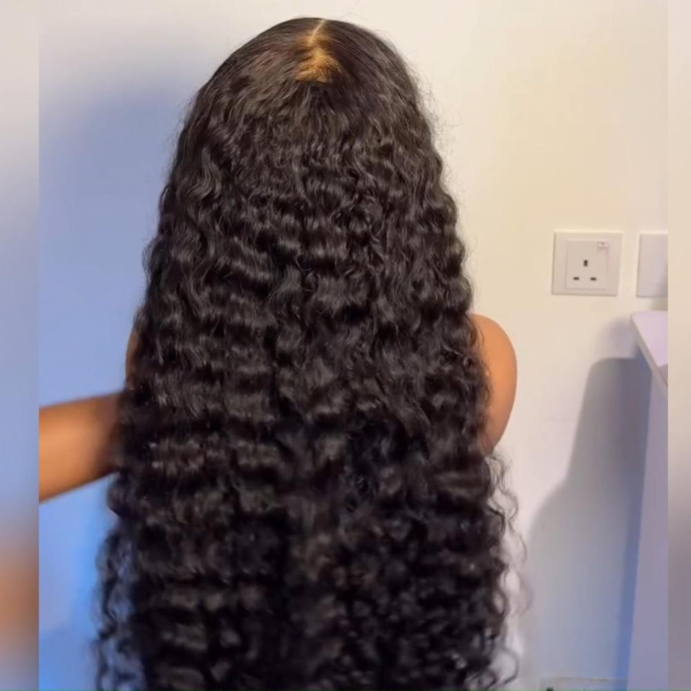 Full 300% Density Deep Wave Glueless Wig 13x4 HD Lace Front Wig Pre Plucked Hairline 100% Real Human Hair Wig