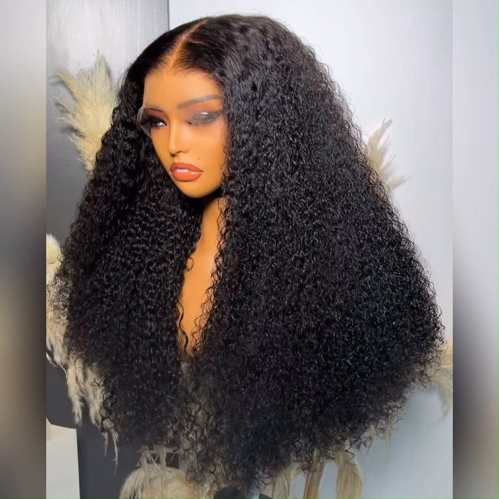 24 Hours Shipping Wear and Go Glueless Soft Curly Human Hair Hd Lace Frontal Pre Plucked Wigs 180% Density