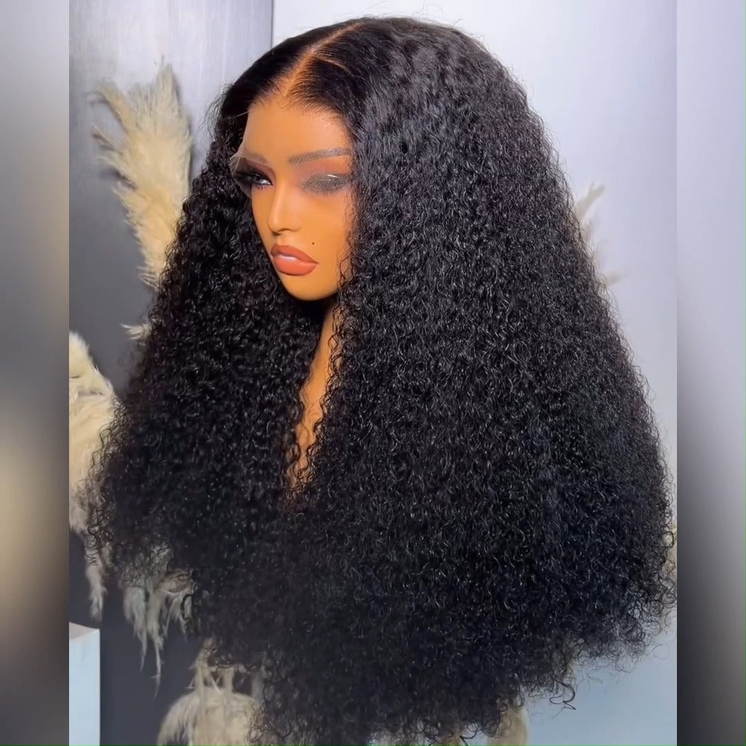 24 Hours Shipping Wear and Go Glueless Soft Curly Human Hair Hd Lace Frontal Pre Plucked Wigs 180% Density