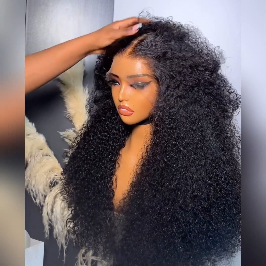 24 Hours Shipping Wear and Go Glueless Soft Curly Human Hair Hd Lace Frontal Pre Plucked Wigs 180% Density