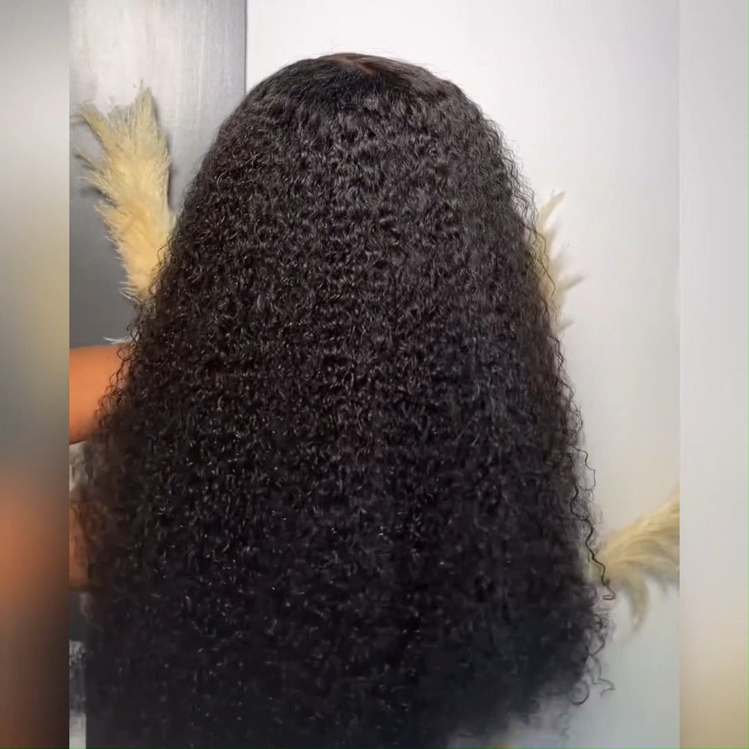 24 Hours Shipping Wear and Go Glueless Soft Curly Human Hair Hd Lace Frontal Pre Plucked Wigs 180% Density