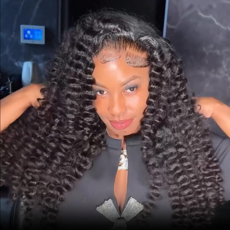 Full Tight Curly Glueless Wig Human Hair 7x5 Pre Cut Lace Wig Pre Plucked 180% Density