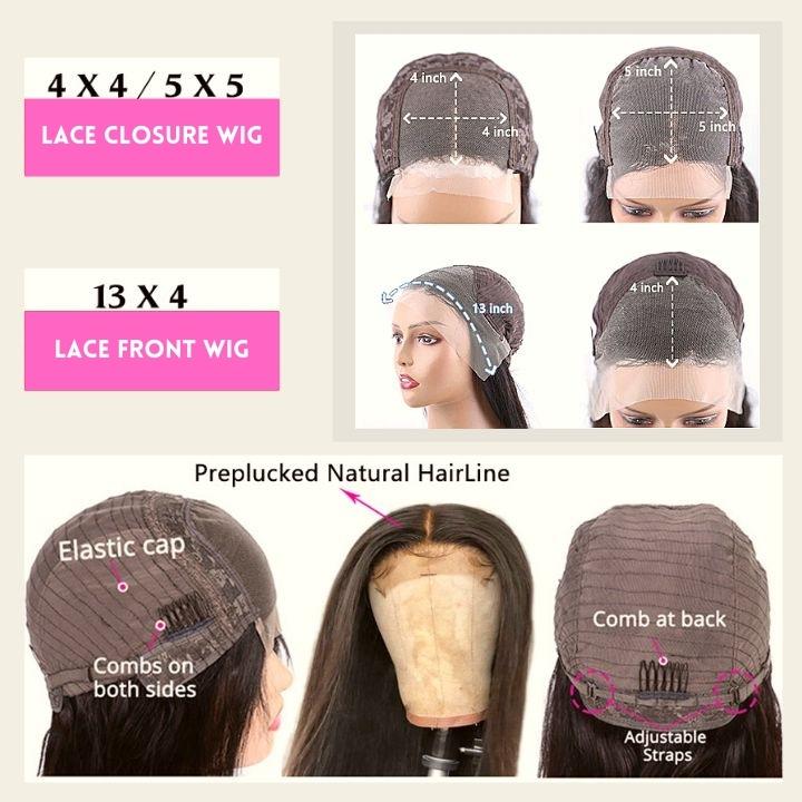 13x4 HD Straight Layered Wig Pre Plucked Natural Hairline Human Hair Wigs Yaki Straight with Layers Lace Front Wig