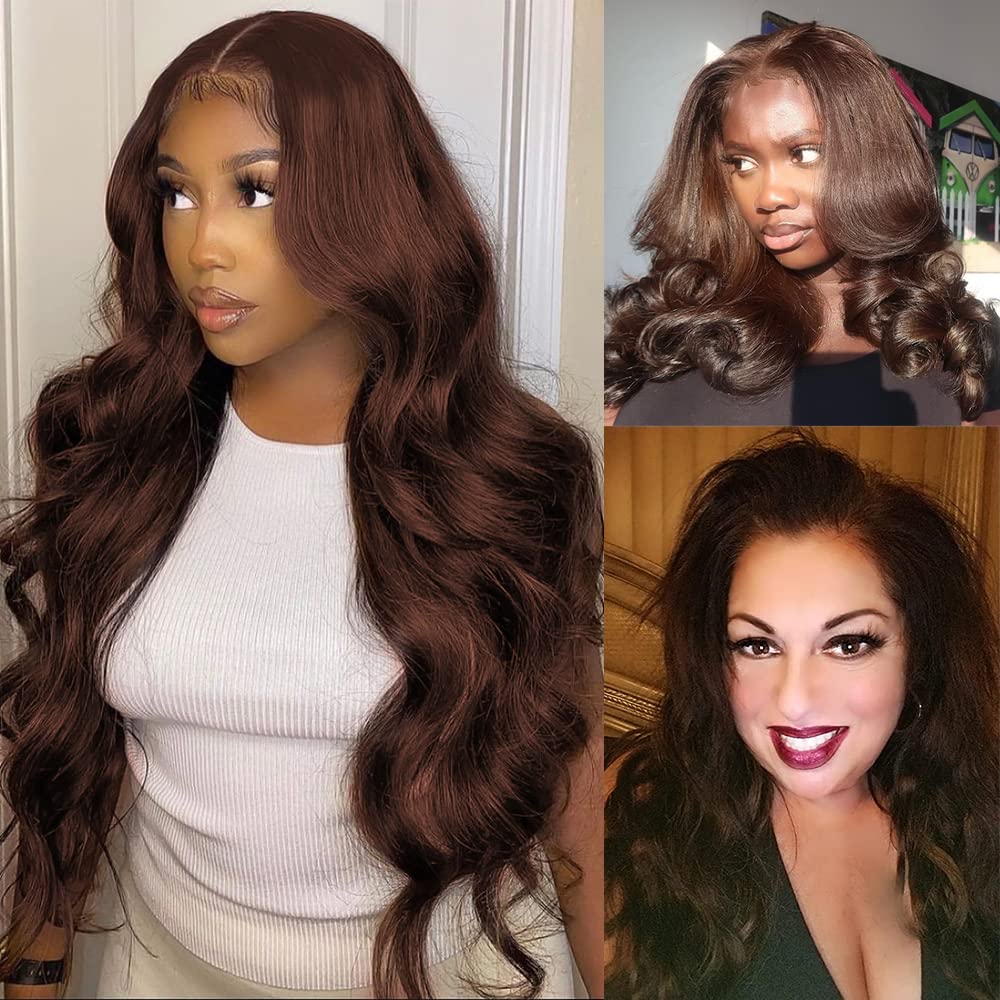 GeetaHair Light Brown Body Wave 3 Bundles With 4x4 Lace Closure Unprocessed 100% Real Human Hair Extensions