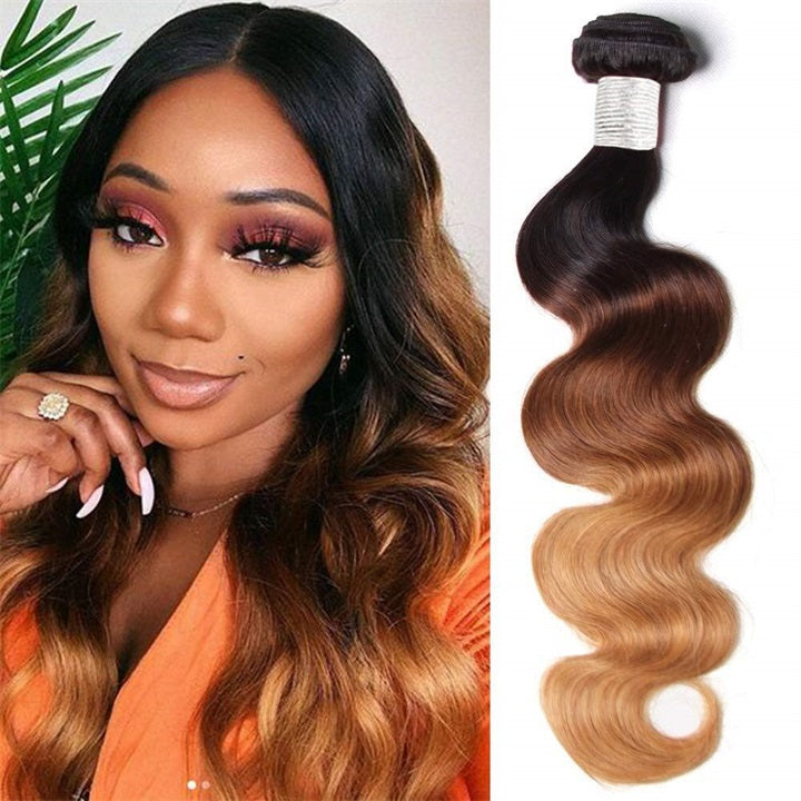GeetaHair Ombre Blonde Body Wave Human Hair 3 Bundles With 4x4 Lace Closure 100% Human Hair Extension Weaves