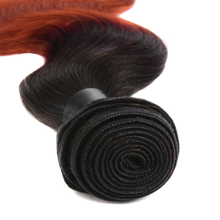 GeetaHair Ombre Ginger Body Wave 3 Bundles With 4x4 Lace Closure Ombre Orange 100% Real Human Hair Extensions