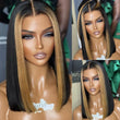 Geeta Skunk Stripe Bob Wig 13x4 Blond Highlight Straight Bob Lace Front Wigs Short Human Hair Bob Wigs