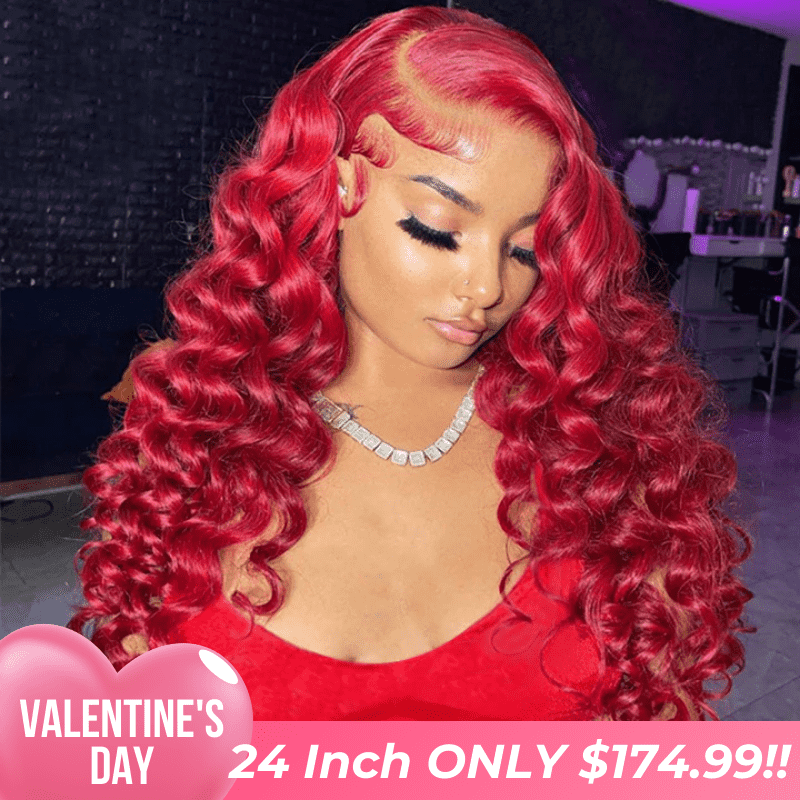 Tax Return Sale Red Loose Deep Wave Lace Front Wig Colored HD Transparent Lace Human Hair Wigs