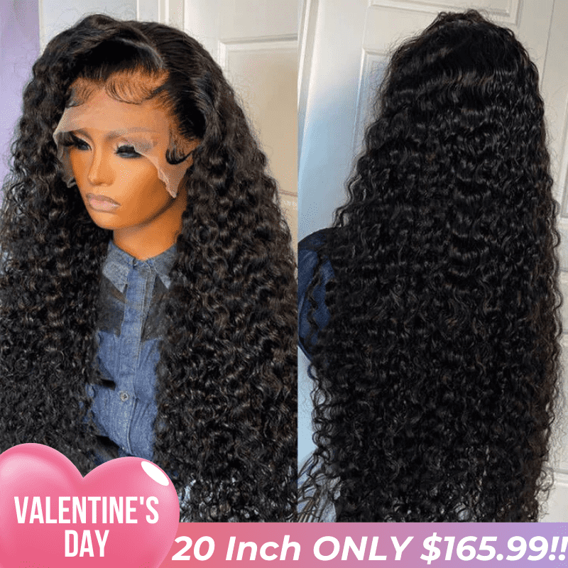 Tax Return Sale Black Curly Hair 13x4 HD Lace Front Wig 100% Virgin Human Hair Wigs Pre Plucked Hairline-Geeta Hair