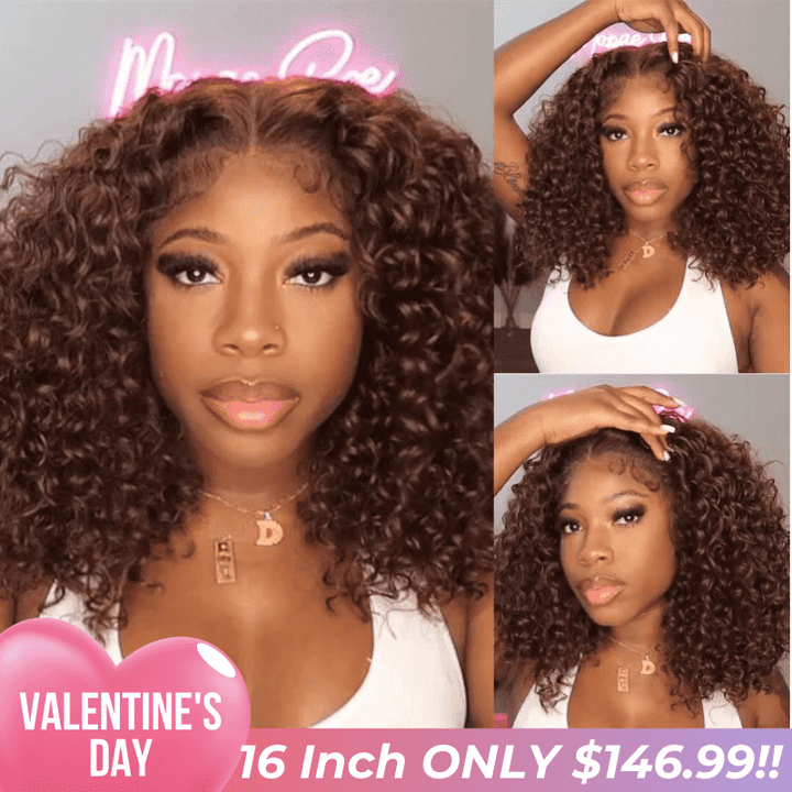 Tax Return Sale Reddish Brown 5X5 HD Lace Closure Deep Curly Bob Wig Glueless Curly Red Wine Invisible Lace Human Hair Bob Wigs