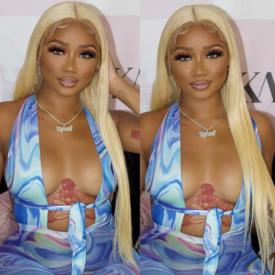 Straight Hair 613 Blonde Frontal Wig 13x4 HD Lace Front Human Hair Wigs Pre Plucked Hairline-Geeta Hair