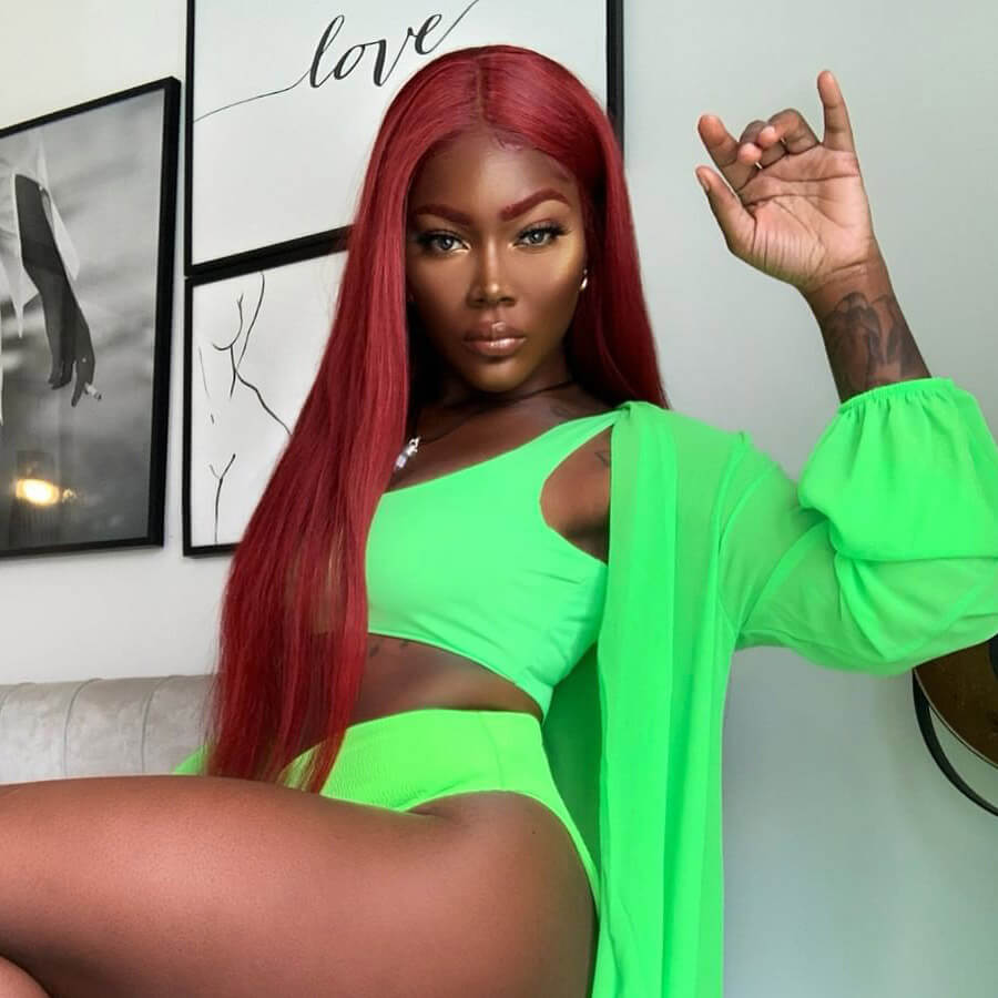 Long Straight Hair 99j Burgundy T Part Lace Front Wig Glueless Pre Plucked With Baby Hair 100% Virgin Human Hair Wig-Geeta Hair