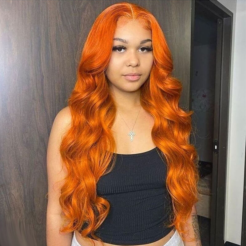 Orange Ginger Wig Body Wave 13x4 HD Lace Front Wigs Pre Plucked Natural Hairline Glueless Real Human Hair Wig-Geeta Hair