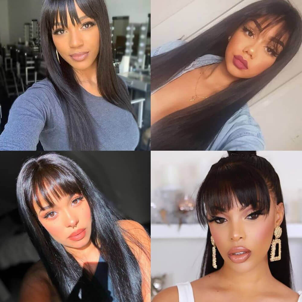 Flash Sale: Long Straight Hair With Bangs Natural Black Hair Wig
