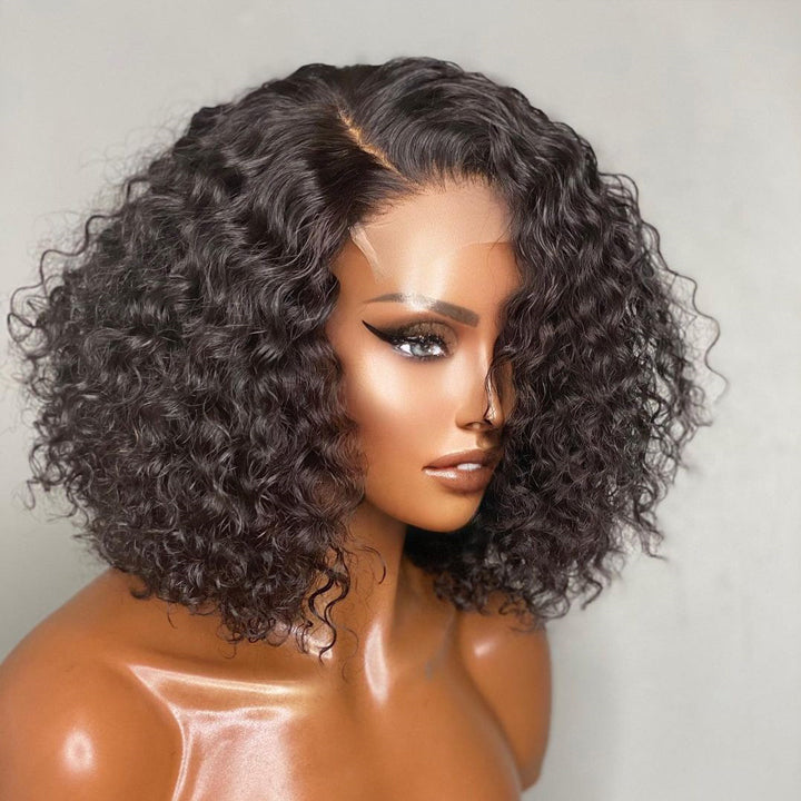 Geetahair Upgrade HD Lace Brazlian Curly Short Bob Wig Pre Plucked Natural Hairline Glueless Human Hair Bob Wigs