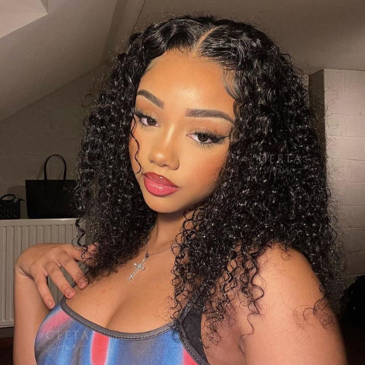 Geetahair Upgrade HD Lace Kinky Curly Bob Wig Black Color Undetectable Clear Lace Human Hair Bob Wigs
