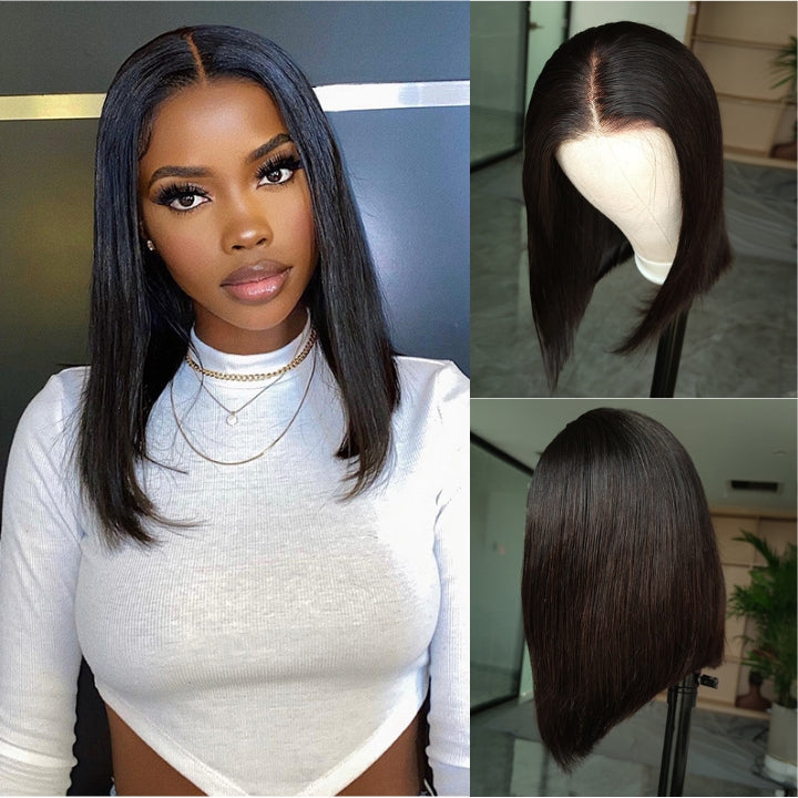 Geetahair Upgrade HD Lace Straight Bob Wig Crystal Clear Lace Human Hair Bob Wigs With Pre Plucked Natural Hairline