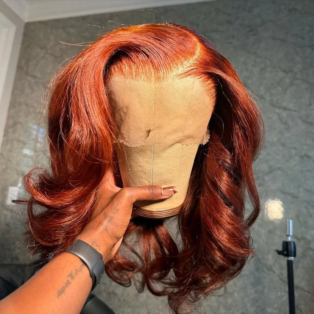 Ginger Orange Body Wave 13x4 Transparent Lace Wig Natural Wave Pre Plucked Human Hair Wigs