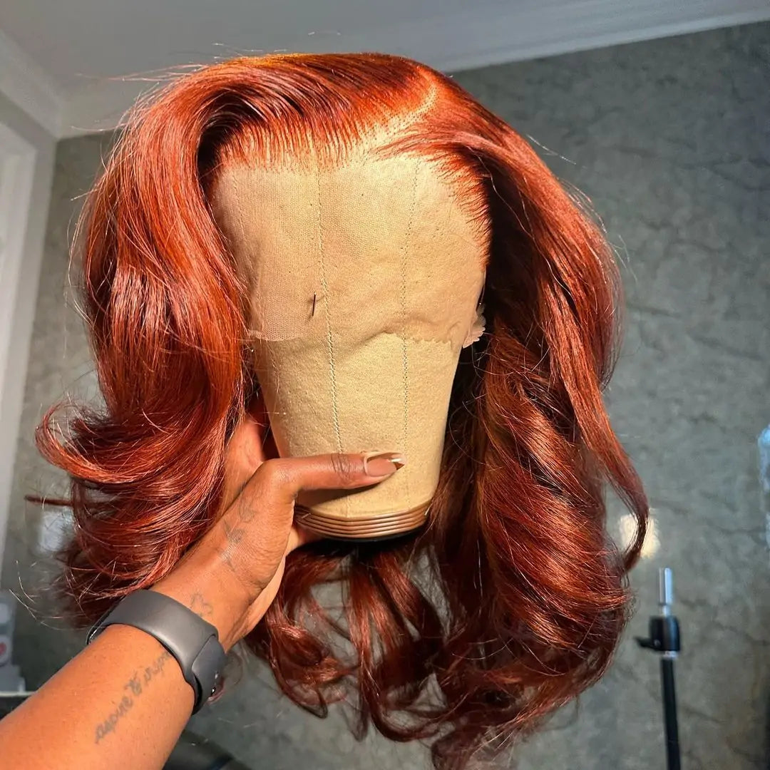 Ginger Orange Body Wave 13x4 Transparent Lace Wig Natural Wave Pre Plucked Human Hair Wigs