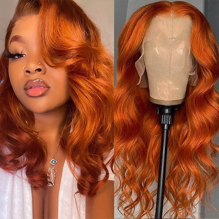 Orange Ginger Wig Body Wave 13x4 HD Lace Front Wigs Pre Plucked Natural Hairline Glueless Real Human Hair Wig-Geeta Hair