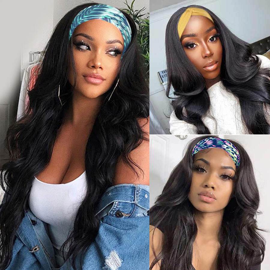 Glueless Body Wave Human Hair Headband Wig Natural Black Easy Wear And Go-Geeta Hair