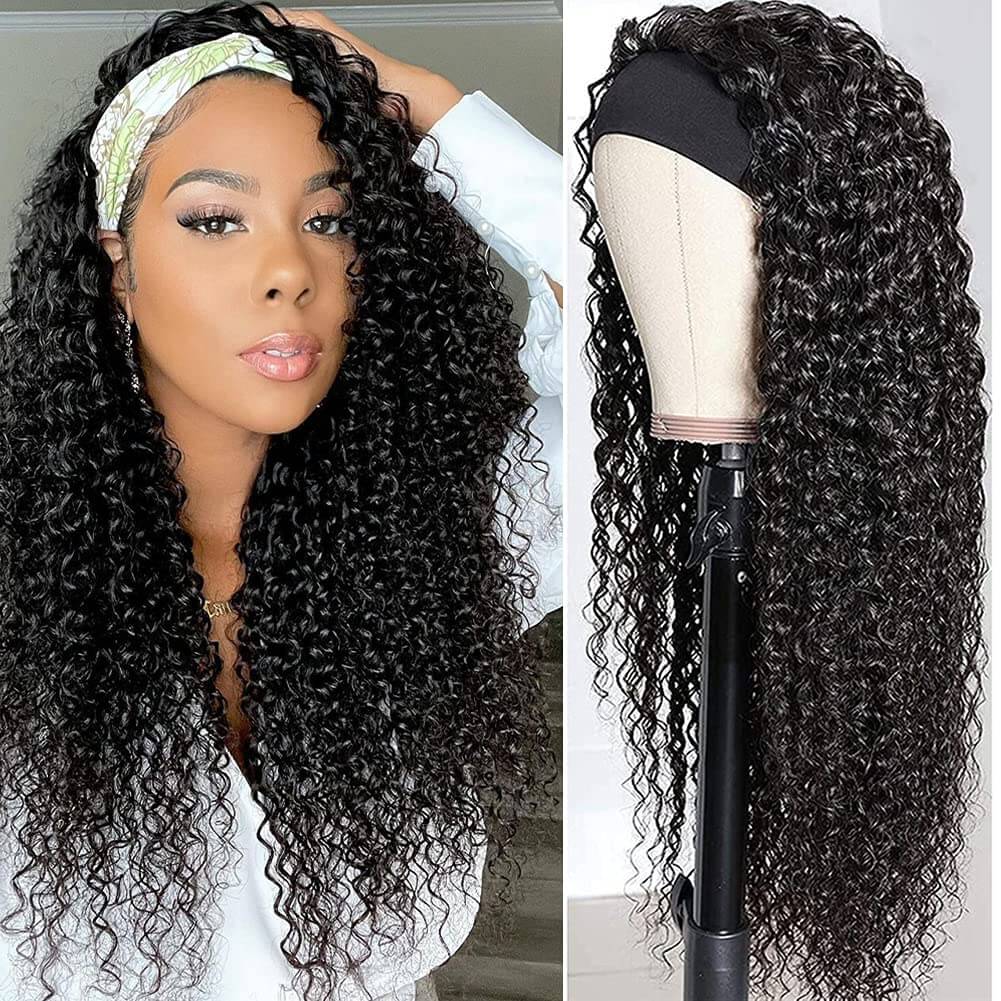 Curly Hair Headband Wig Human Hair Glueless Wigs Near Me-Geeta Hair
