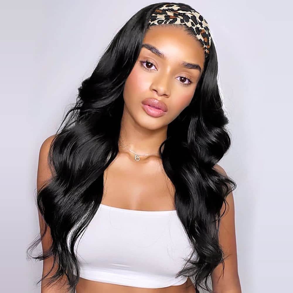 Glueless Body Wave Human Hair Headband Wig Natural Black Easy Wear And Go-Geeta Hair