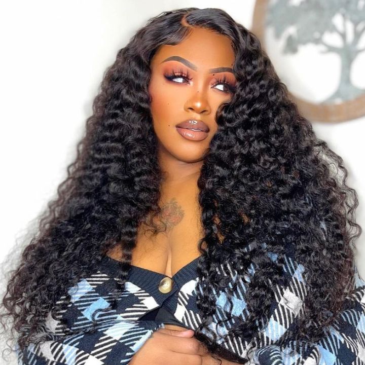 Wear Go Glueless Deep Wave Pre Cut HD Transaparent Lace Human Hair Wigs With Breathable Cap Air Wig-Geeta Hair